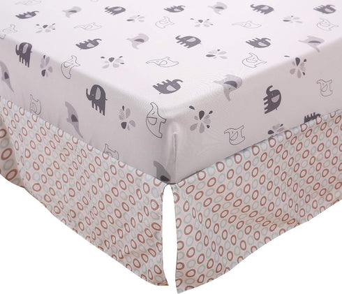 CribMATE 3 Set Set PCs Grey Elephant Family Nursery Crib Bedding Lovely Elephant Baby Bedding Quilt Skirt Fitted Sheet