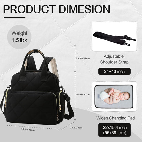 Mozzilog Backpack 6 1 Mommy Large Diaper with Changing Pad, in Travel Diapers Baby Bag for Mom Quilted Daipering