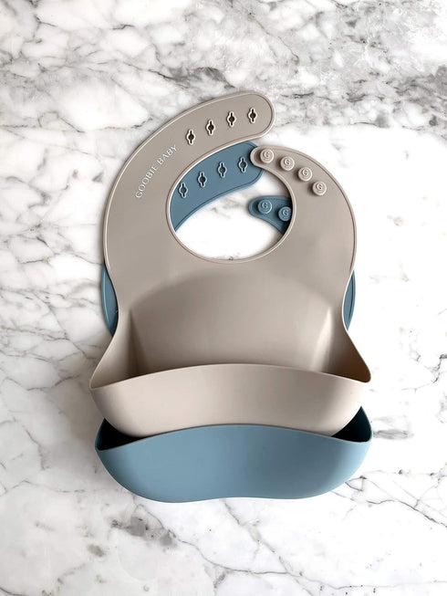 Goobie Baby 4 36 (2 Pack Silicone Baby Bib with Food Catcher - Adjustable Waterproof Feeding Bib for Babies & Toddlers