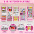 57 PCS Kitchen Playset for Girls - 5-in-1 Toddler Mini Kitchen with Realistic Lights & Sounds, Pink