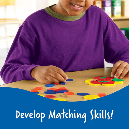 250 Set Learning Resources Plastic Pattern Blocks - Classroom Must Haves, Math Teaching Tools, Homeschool Supplies