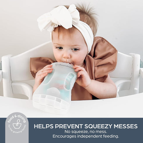 Dreambaby Pouch Pal Self-Feeding Baby Food Pouch Holder, No Squeeze, No Spill, Reusable Container for Weaning