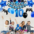 53 PCS 10th Birthday Decorations for Boys - Blue Video Game Party Supplies, Include Happy Birthday Banner, Number 10