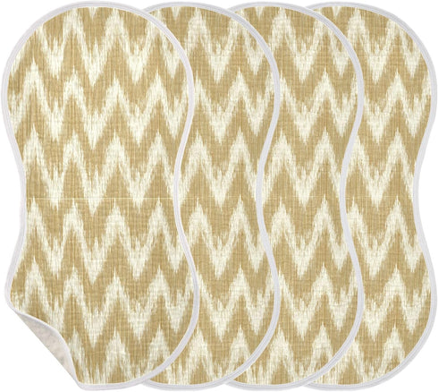 decor gift 4 Pack 22x11in Cotton Burp Cloths Baby Easy Care Beige Ikat Simple Line Burp rag for Unisex Babies