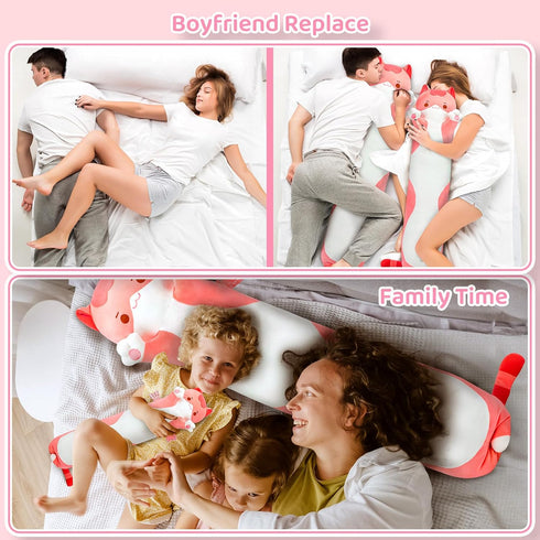 5 120% 20 Mewaii Long Cat Plush Sizes, Extra Filling Giant Plushness Kids Body Pillow, Kawaii Cute Pink Cat Stuffed