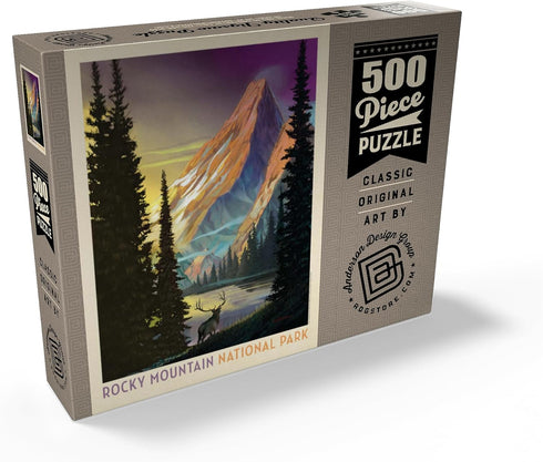 MyPuzzle Rocky Mountain National Park: Pyramid Peak Vintage Poster - Premium 500 Piece Jigsaw Puzzle for Adults