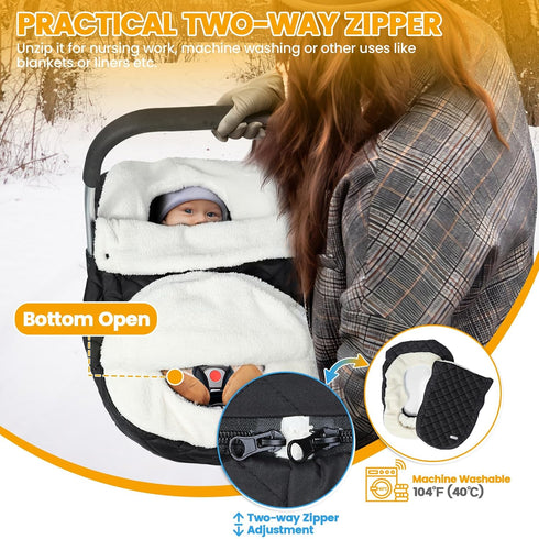 Cozy IvyWind Winter Car Seat Cover, Warm Winter Carseat Cover for Baby Boys & Girls, Waterproof Car Seat Winter Cover