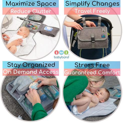 Portable Changing Pad - Waterproof Diaper Changing Mat - Foldable Diaper Changing Clutch Kit