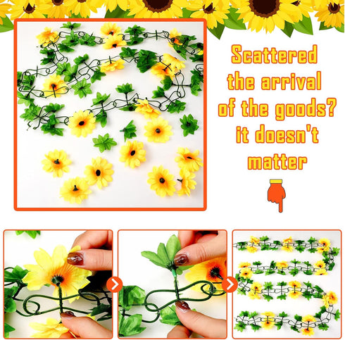 33 Pieces Sunflower Party Supplies, Happy Birthday Banner, Big Cake Topper, Yellow Sunflower Cupcake Topper, Garland