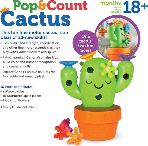 Learning Resources Carlos The Pop & Count Cactus, Toddler Learning Toys, Educational Toys for Kids
