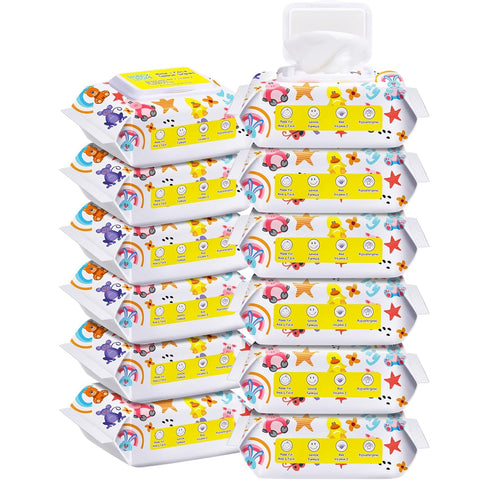 HAPPY BUM Saline Baby Wipes - Unscented, 360 Count (12 Packs of 30 Wipes)