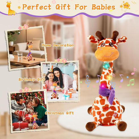 Dancing Giraffe Toy Stuffed Animal Baby Toys Singing Song Toddlers Toy Repeats What You Say Glowing Musical Toy