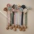 2-Pack mushie Linen Baby Pacifier Clip Holder | Soft Fabric Strap, (Olive/Shifting Sand)