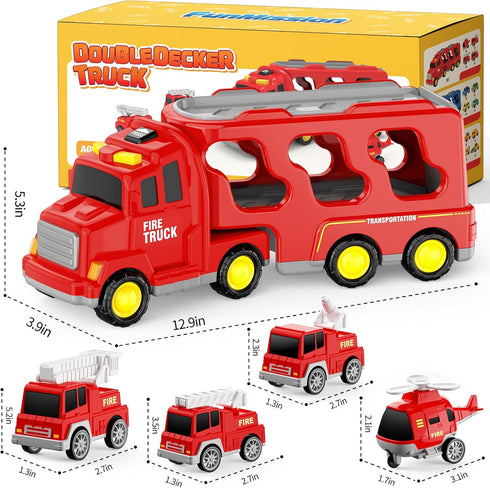 FunMission 3-9 Old5 1 3 4 5 6 7 Toddlers Fire Truck for Kids Year in Friction Power Vehicle Car for Years Old Boys