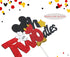 Glitter Twodles Cake Topper, Mouse Birthday Cake Decor for Second Birthday Party Supplies