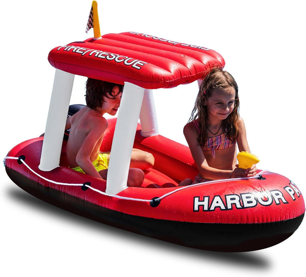 Zone Tech Boat Inflatable Pool Floats Kids, Toddler Harbor Master Patrol Inflatable