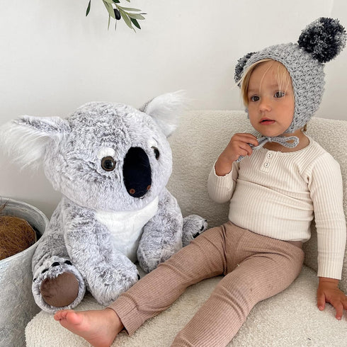 5Pcs 17.7 Inch, 4 Koala Bear Stuffed Animal Mom Koala Plush Toy with Adorable Babies Plushies in Zippered Back