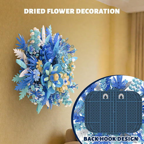 NERCISU Sets, 8-12 (917 Blue Flowers Bouquet Building Artificial Flower Botanical Collection, Home Decor Office Wall