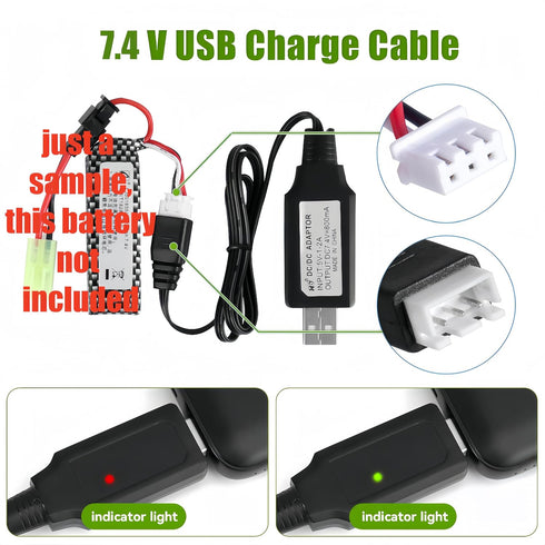 25C 250mAh 7.4V Lithium Battery for Orlandoo Hunter 1:35 RC Truck Jeep Toy with JST Plug & 2S USB Charging Cable