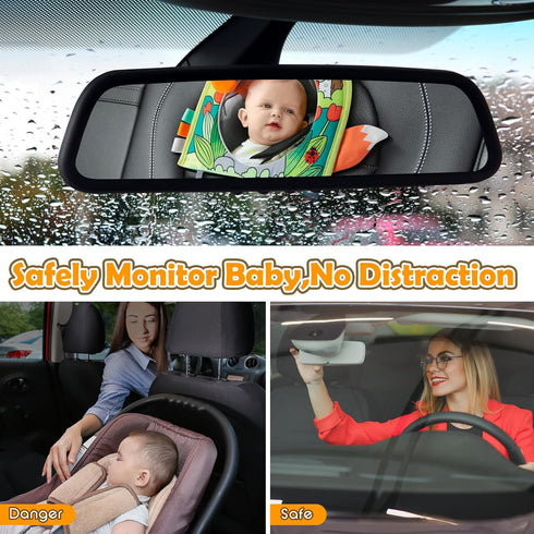 0-6-12-18 Lynncare Car Seat Toy, Baby Car Mirror Toy for Rear Facing, Travel Baby Activity Center with Hanging Engaging