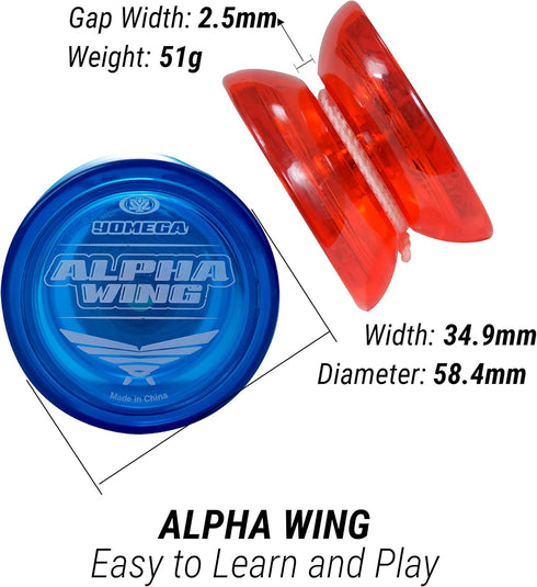 Yomega 3X Alpha Wing Yo-Yo, Fixed Axle for Beginners & String Trick Play (Classic)