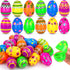 NAWITDA 36 Pack 3 Inch Large Plastic Printed Easter Eggs, Empty Fillable Eggs