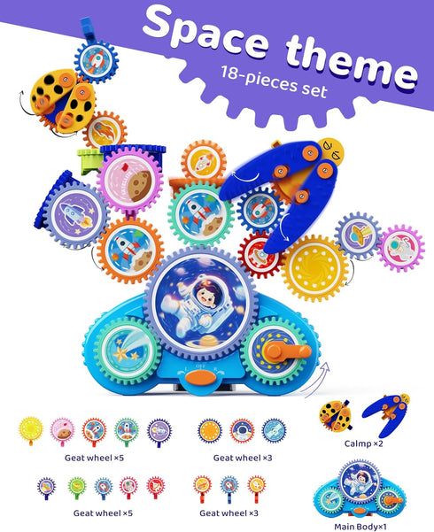 Set 3-8 KOKODI Gear Building Toys for Kids, Electric & Manual Construction for Kids, Engineering Learning Kit for Ages