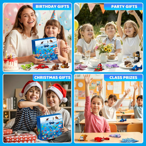 EITOLNR 32 Pack 846PCS 6-12 Marine Animals Building Blocks - Kids Party Favors Educational Toy, Goodie Bag Stuffers