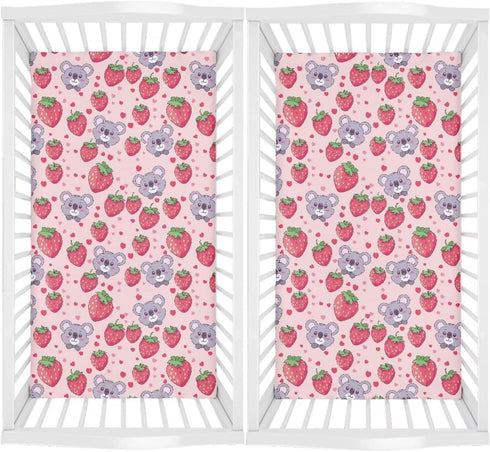 ZDCUSTOM Strawberry Koala Print Changing Pad Cover for Baby Boys Girls, Soft Polyester
