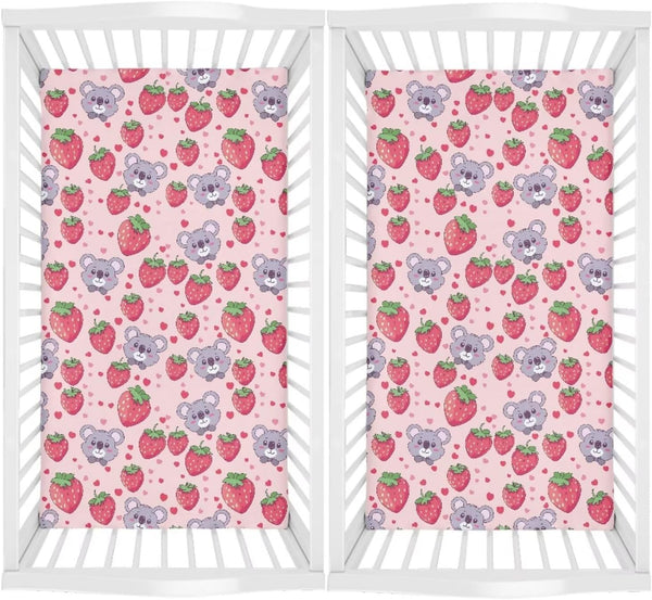 ZDCUSTOM Strawberry Koala Print Changing Pad Cover for Baby Boys Girls, Soft Polyester