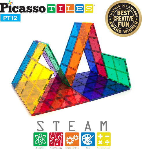 PicassoTiles Kids Toy Magnetic Building Blocks, Supersized Large Stabilizer Base for Education and STEM Learning