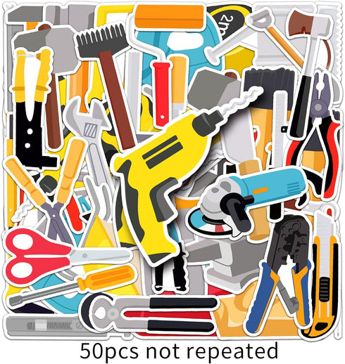 Jictegb Kids,50Pcs Tool Stickers for Waterproof Vinyl Decals for Cup Water Bottles Laptop Luggage Computer Mobile Phone