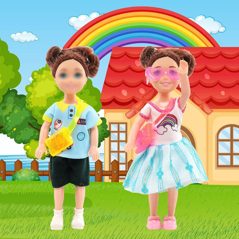 19 Pcs Mini 6 Inch Doll Clothes and Accessories, 4 Sets Fashion Dresses, Casual Tops, Pants, Swimsuits, Shoes