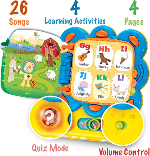 KiddoLab Words and ABC Learning for Toddlers 1-3 Years - Chapa The Lion Interactive Sound Book with Melodies