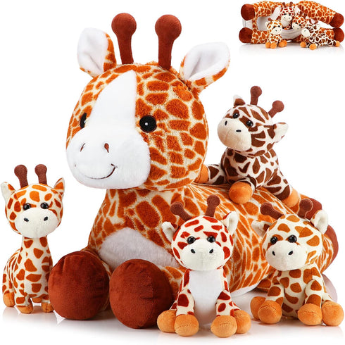 Honoson 5 Pcs Valentine Giraffe Stuffed Animals Set 18'' Large Mommy Giraffe Plush