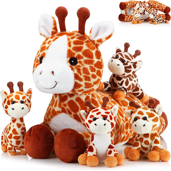 Honoson 5 Pcs Valentine Giraffe Stuffed Animals Set 18'' Large Mommy Giraffe Plush