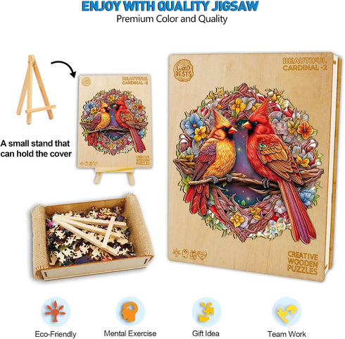 Wooden Puzzles for Adults: Cardinal Puzzles with Wood Box, Thanksgiving Theme, 100 Pieces