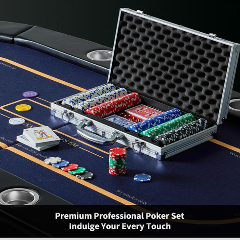 Boyzhood Poker Set - 300 Pcs Poker Chips with Aluminum Travel Case, 11.5 Gram for Texas Holdem