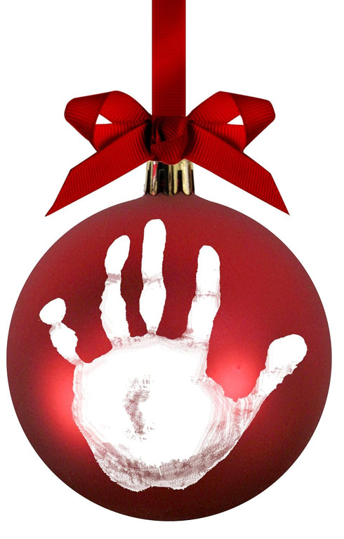 Pearhead Red Handprint Ball Ornament, DIY Baby Hand or Footprint Holiday Keepsake
