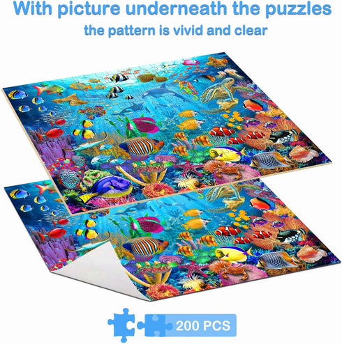 Puzzles for Kids Ages 6-8 8-10 Year Old - Ocean Underwater World, 200 Pieces Jigsaw Puzzles