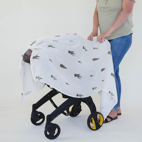 LEYL&ARI Cactus Muslin Swaddle Blanket | Soft Receiving Blankets for Infants | Cacti & Sand Design