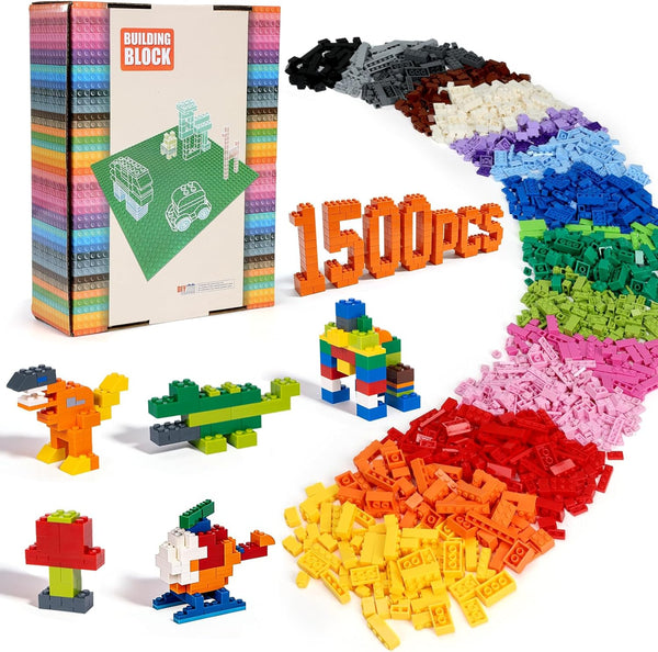 Lekebaby Classic 1500 Pieces Building Bricks Kit Basic Brick Set for Kids