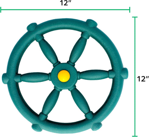 Jungle Gym Kingdom Pirate Ship Wheel for Kids Outdoor Playhouse, Treehouse, or Swingset - Green