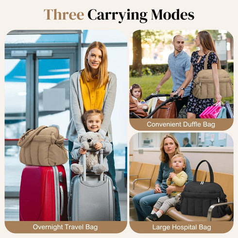 FullWoyi Mommy Diaper Bag Tote, Puffer Diaper Tote Bags Crossbody Hospital Bag Travel Large Bag, with Pacifier Case