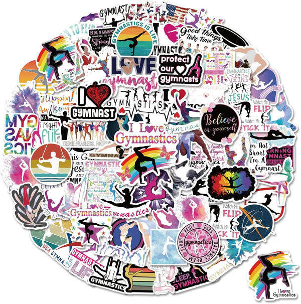 Gymnastics Stickers 100PCS - Gifts for Girls & Water Bottles, Gymnastics Wall Decal