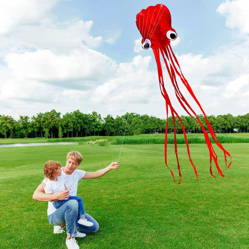 Hengda Kite Software Octopus Flyer Kite, Long Colorful Tail for Kids and Adults, Easy to Fly