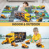Toddler Construction Toys Car Transport Vehicle with Play Mat, Die-cast Alloy Engineering Gifts for Kids