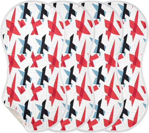 Bulletgxll Set 4, Airplane Pattern Unisex Baby Burp Cloths of Soft Absorbent Organic Cotton Muslin Burping Cloths