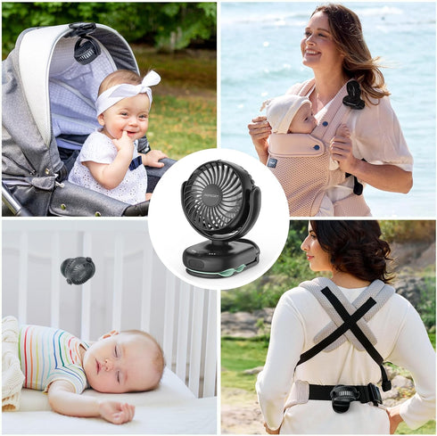 Momcozy 4-Speed 0.26lb 4.5mm Backpack/Table/Chair Portable Stroller Fan with Clip | Mini-Fan for Carrier | Personal