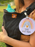 THREE LITTLE TOTS Rainbow Stop No Touching Baby Car Seat Sign or Stroller Tag - CPSIA Safety Tested